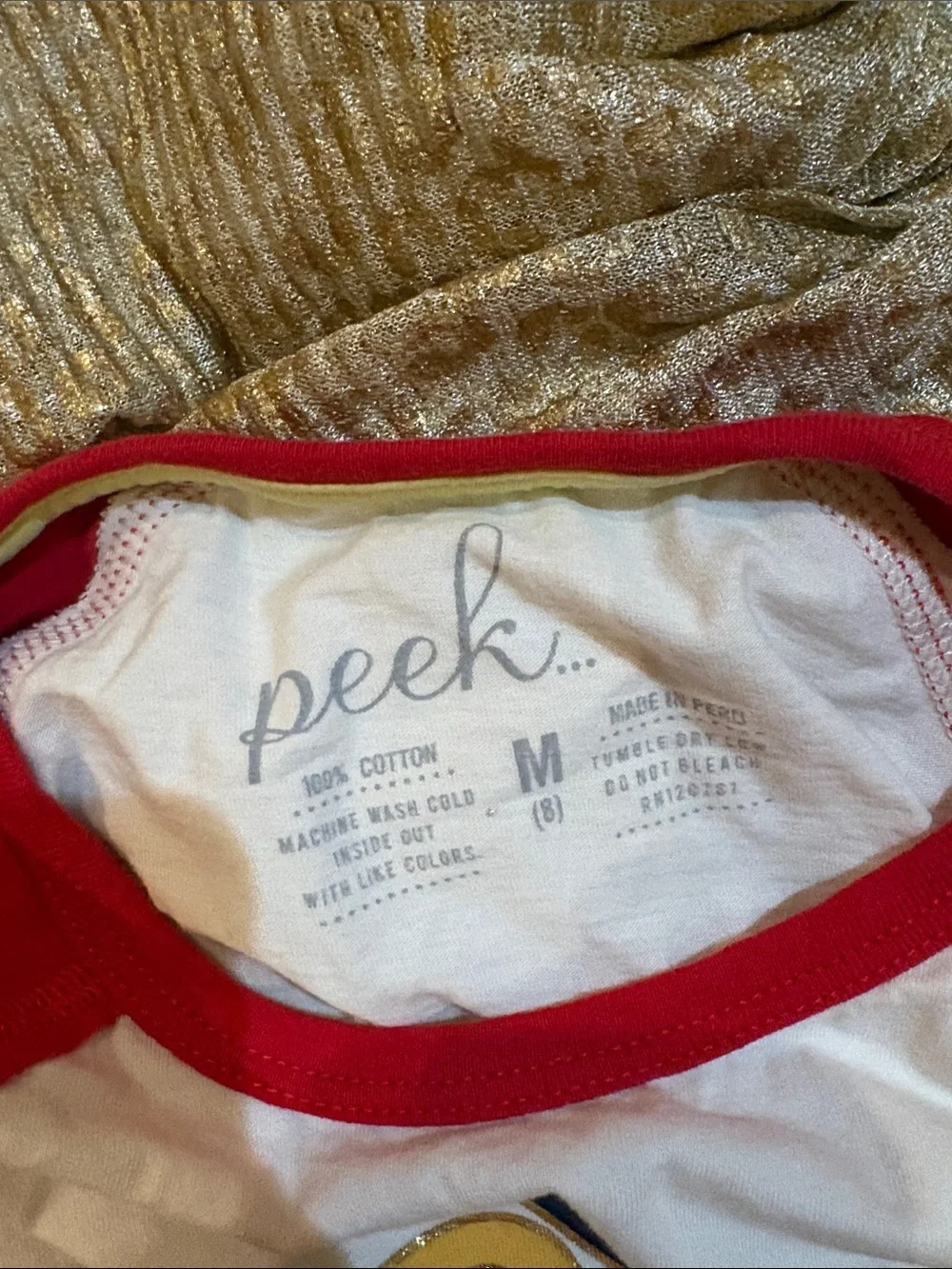 Peek Gold Glitter Pleated Skirt with Cream Lining